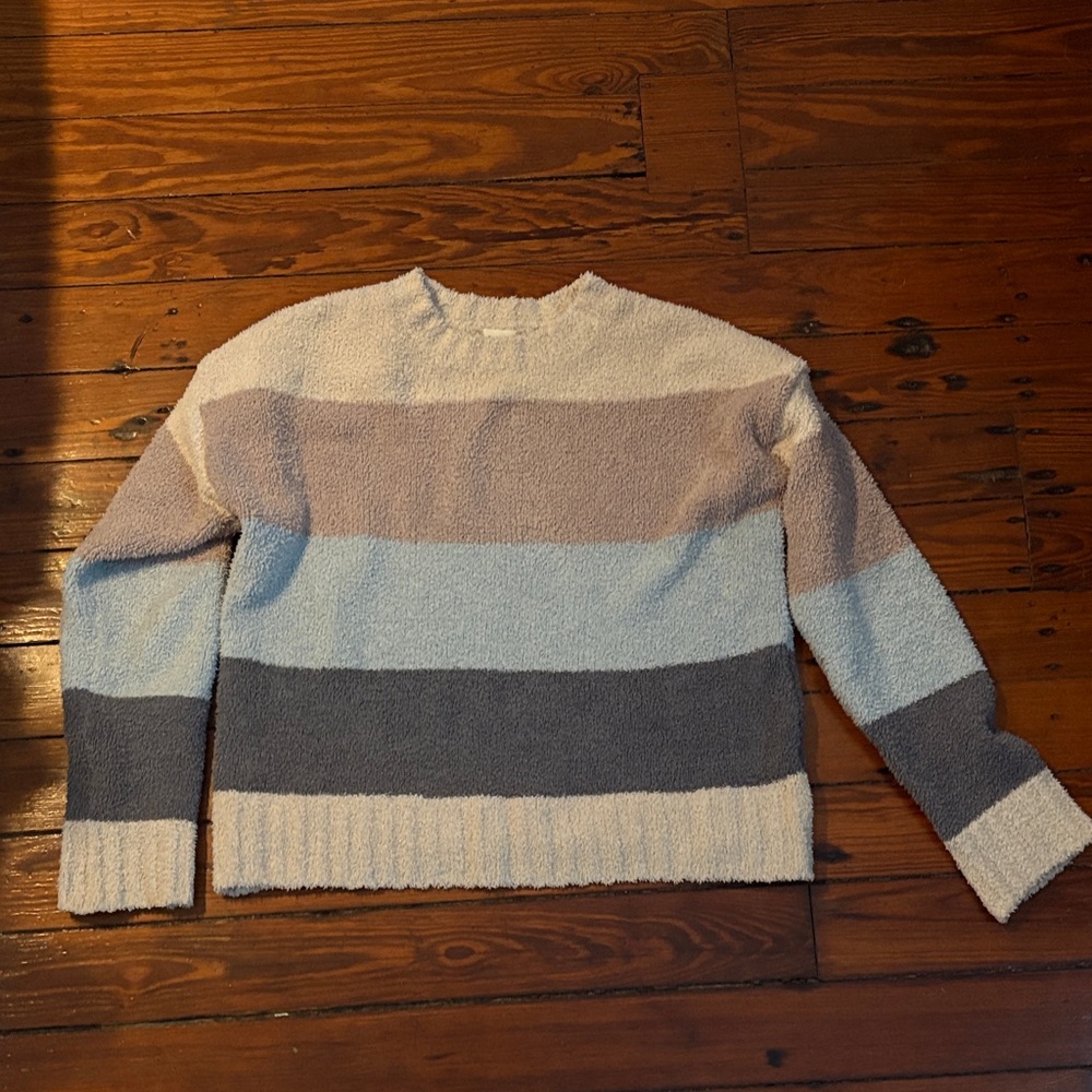 Altar'd State Bouclé Striped Crewneck Sweater - Cream, Pink, Blue, Gray